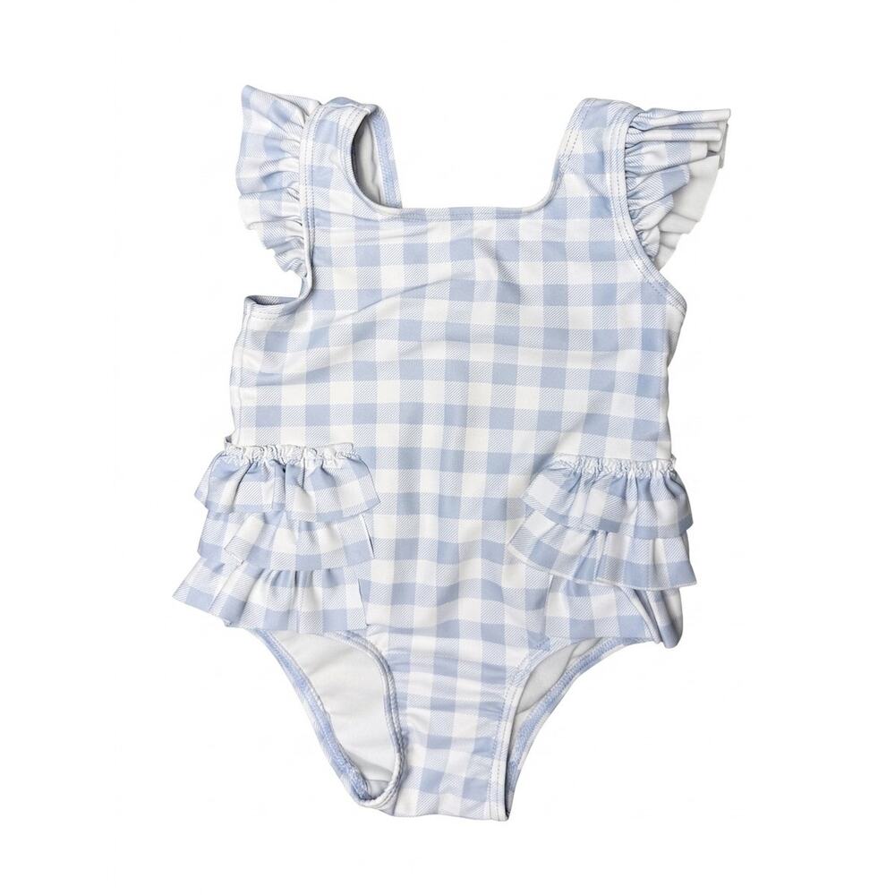 Tucker + Tate Baby Girl Blue Gingham Ruffle One Piece Swimsuit